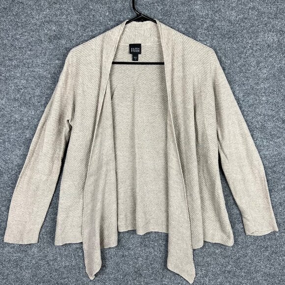 Eileen Fisher Open Front Linen Blend Long Sleeve Cardigan Sweater Linen Size S - Picture 1 of 8